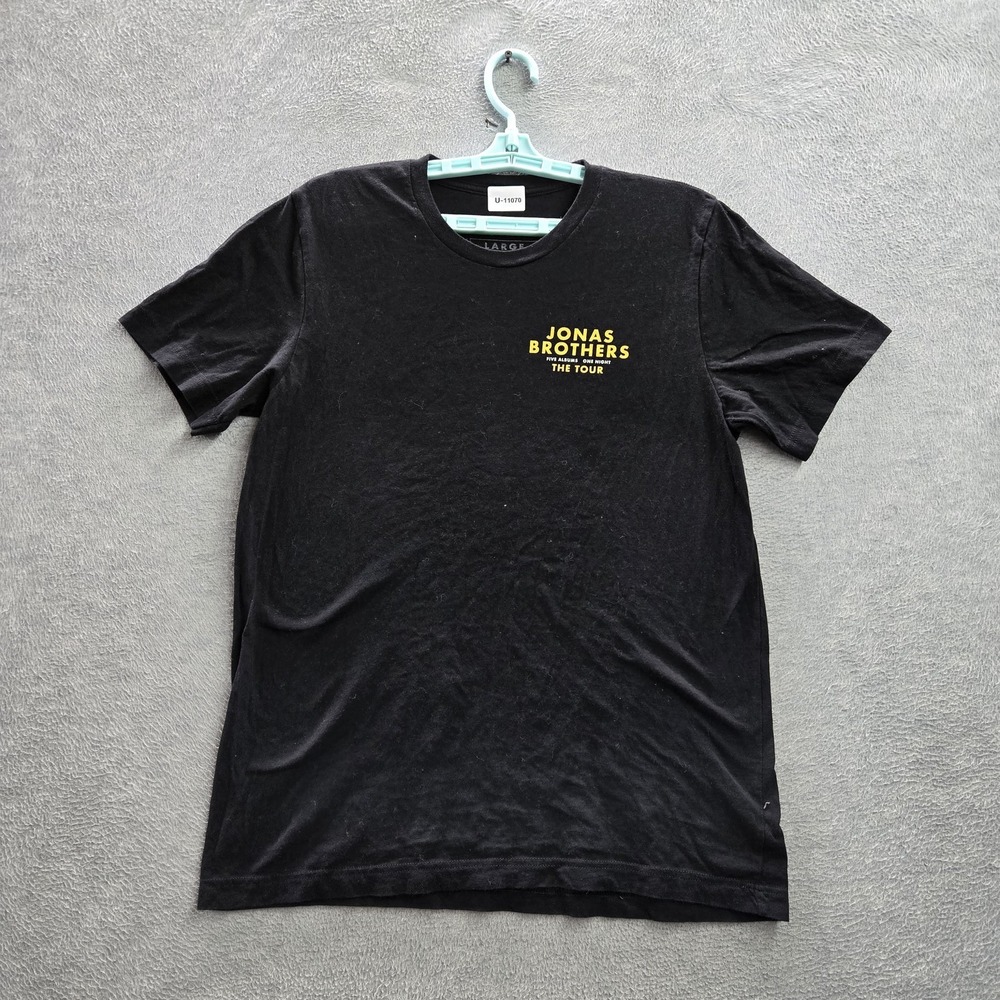 Jonas Brothers Men Shirt L Black Graphic Band 5 Albums One Night Tour